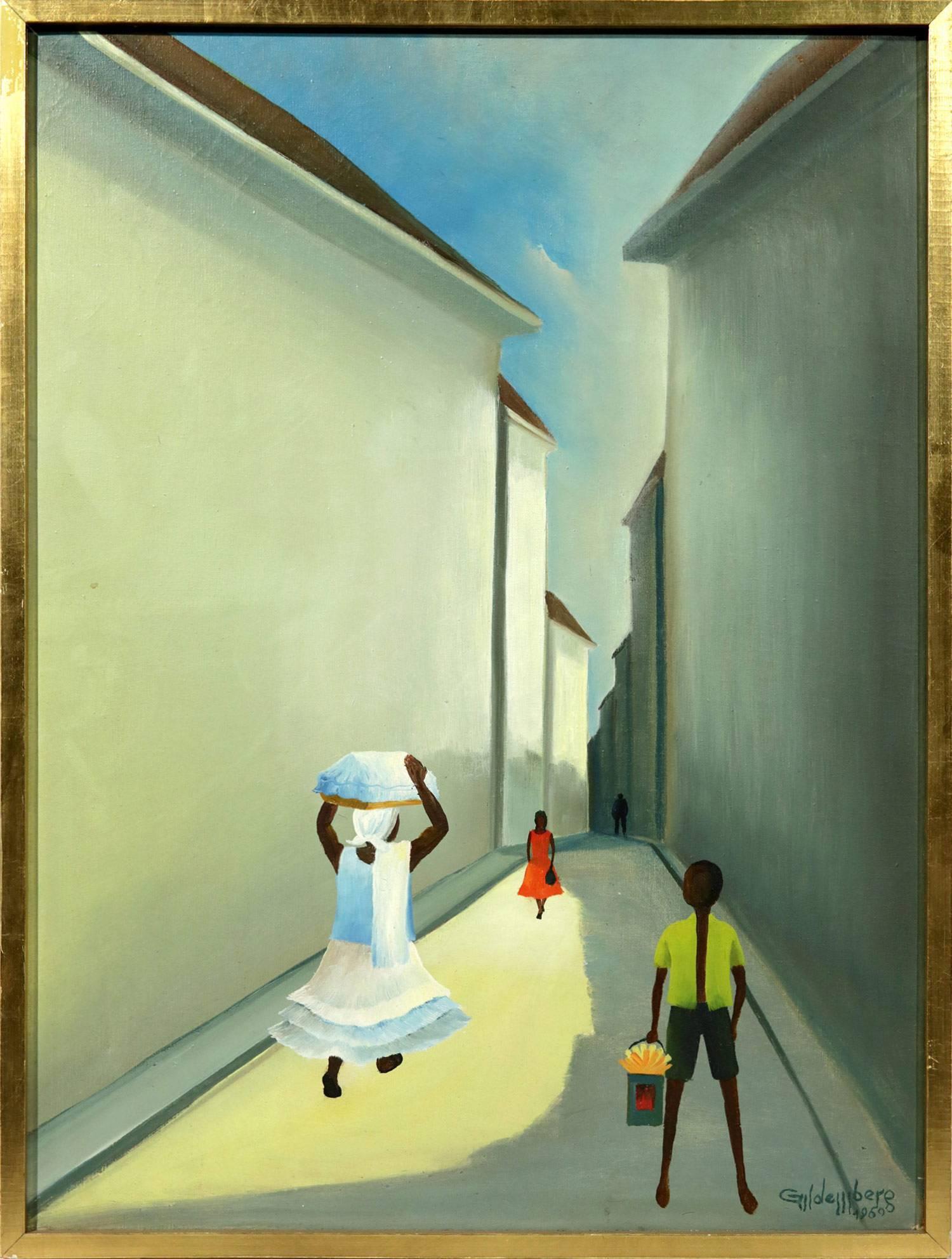 Unknown Figurative Painting - 20th Century Brazilian Minimalist Modern Oil Painting