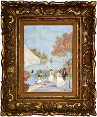 20th Century Parisian Park Scene on the Water