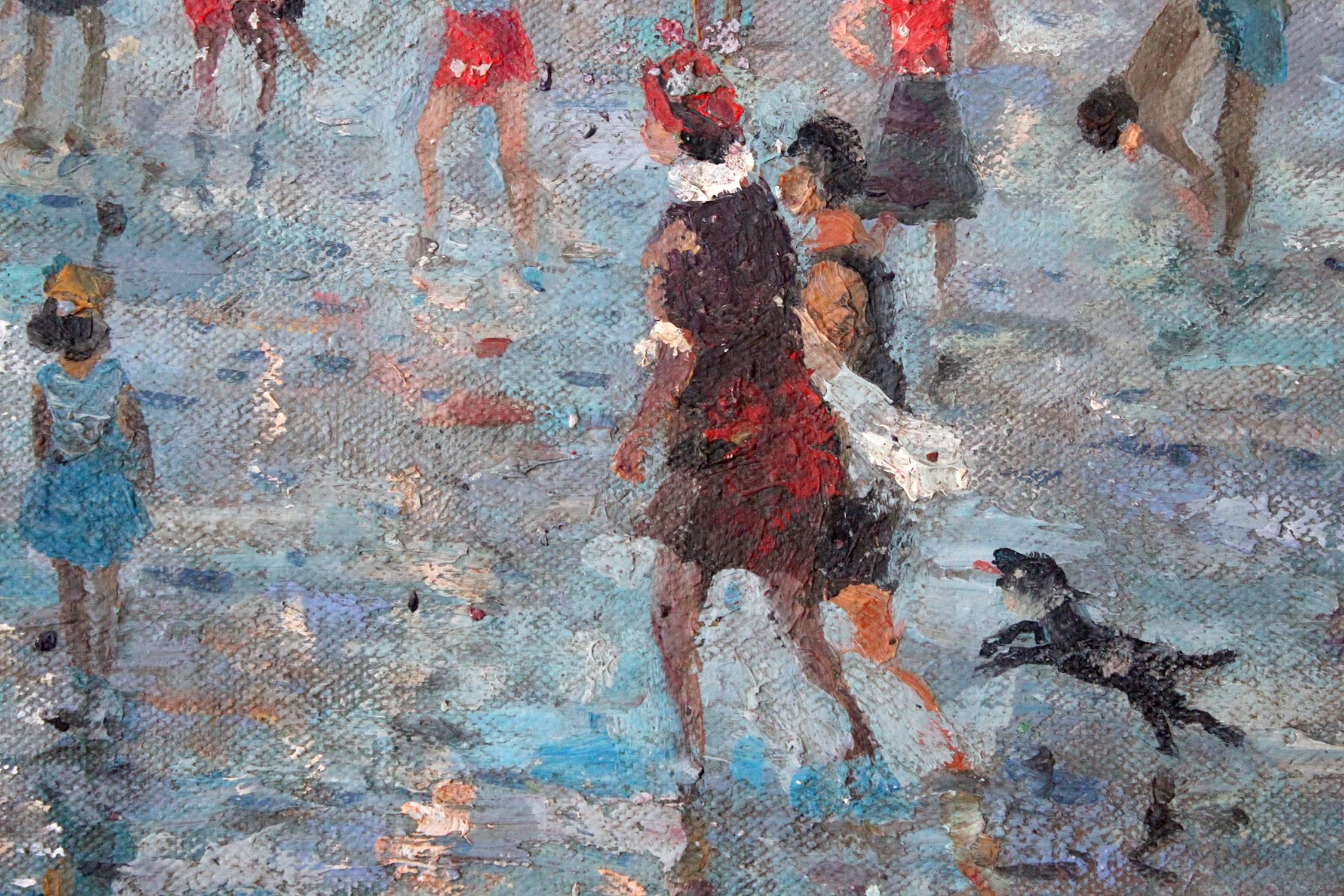 20th Century French Beach Scene with Figures 1