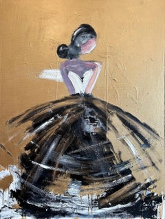 "Parisian Nights in Chanel" Figure Gown French Haute Couture Painting on Canvas