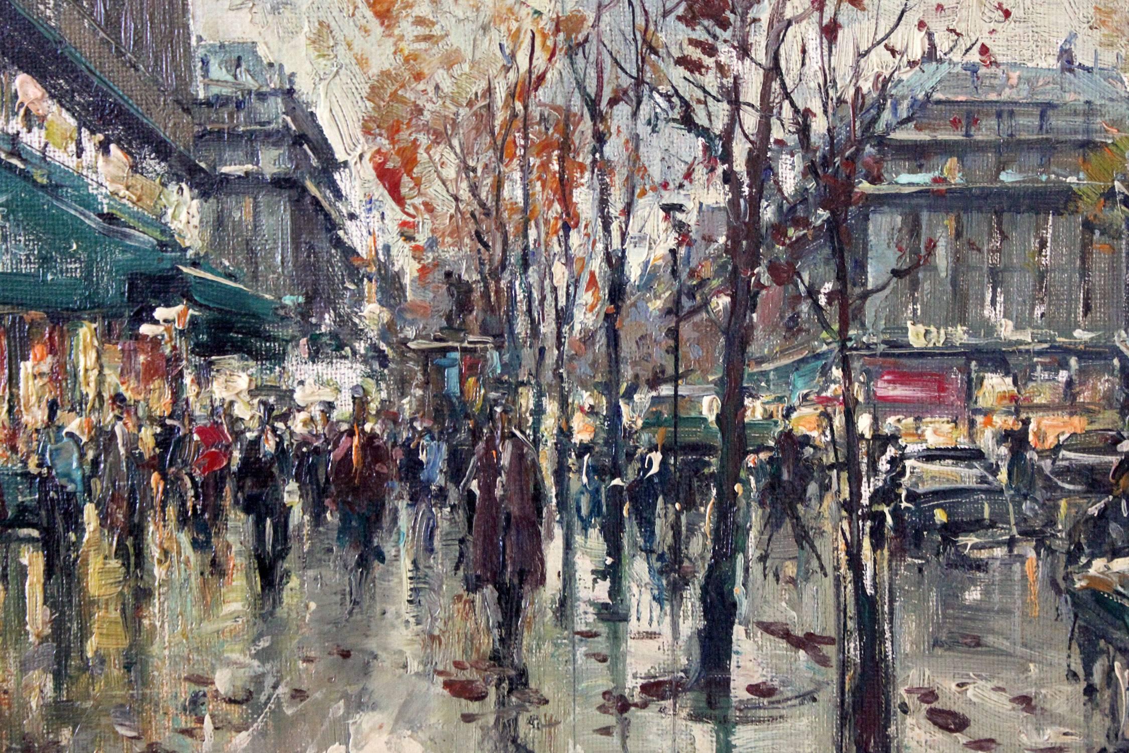 Cafe Paris - Impressionist Painting by Jean Salabet