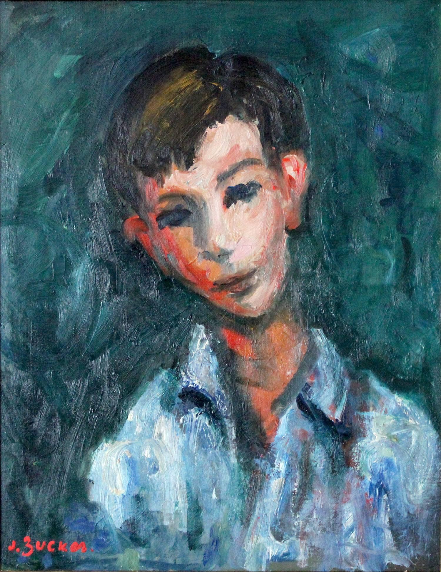 Portrait of a Young Boy - Painting by Jacques Zucker