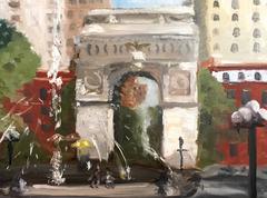 "A Day Out - Washington Square Park" Plein Air Oil Painting with Figures NYC