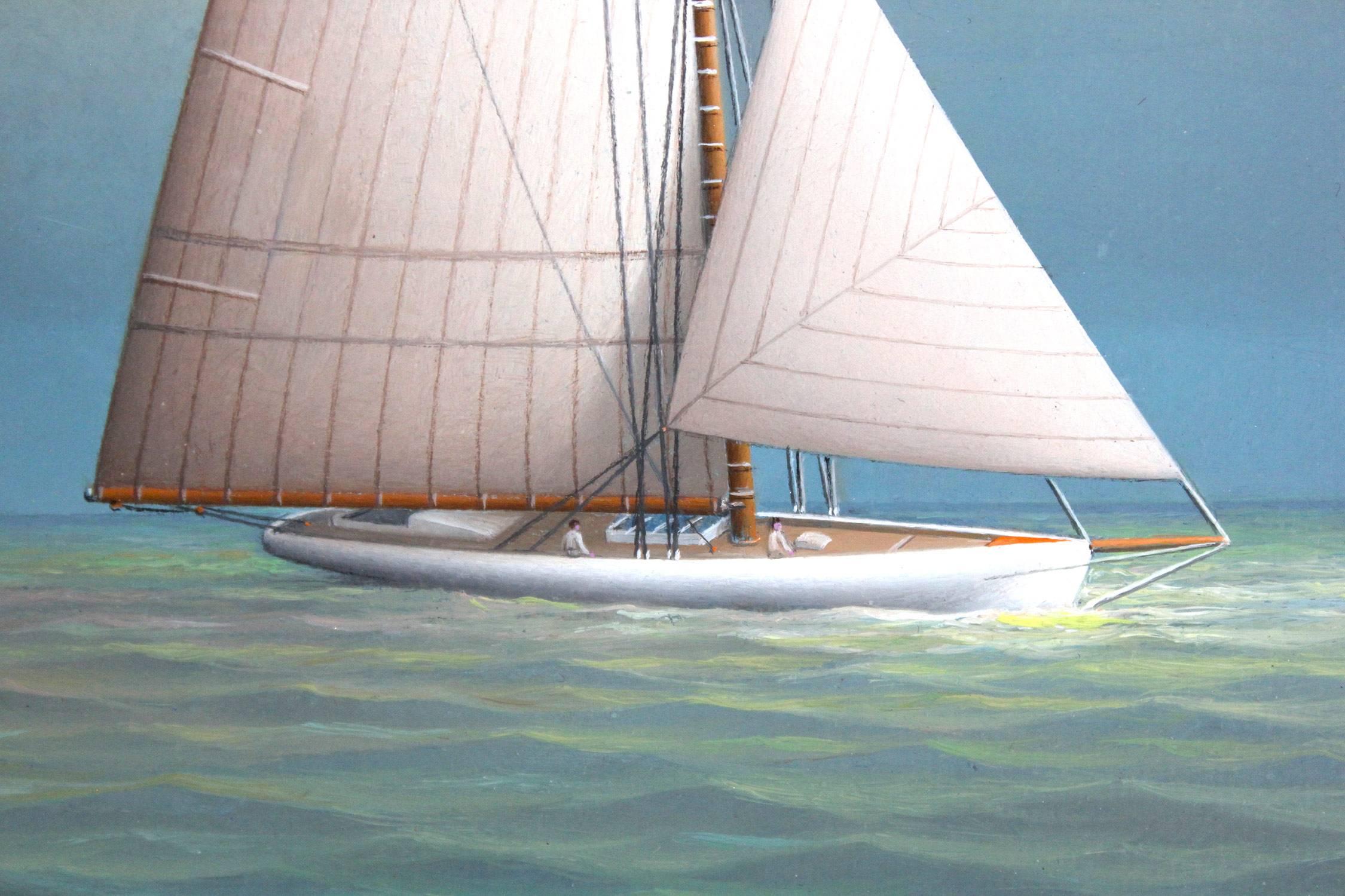 Sailing on the Pacific - Realist Painting by George Nemethy