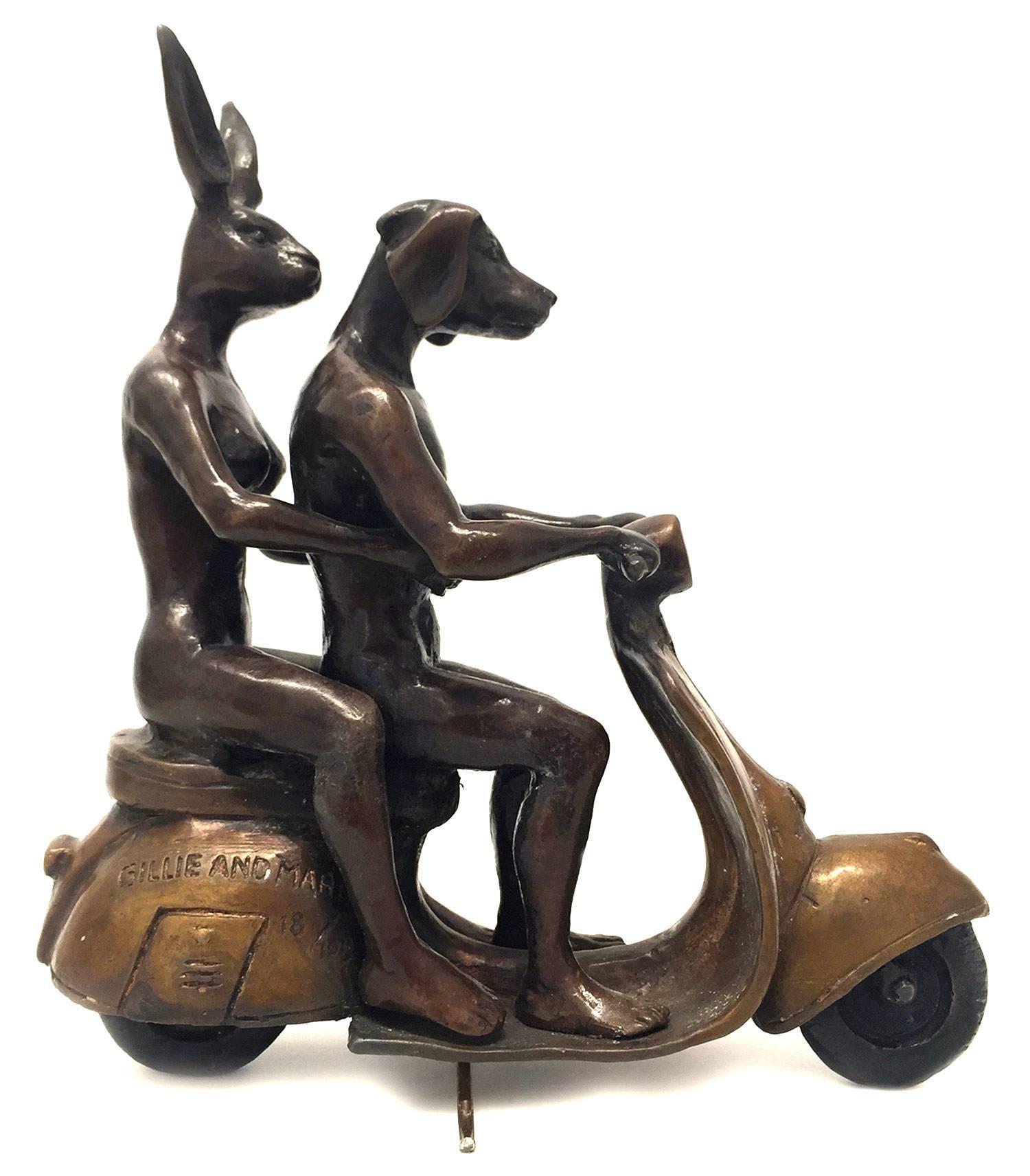 Gillie and Marc Schattner Abstract Sculpture - They were the Authentic Vespa Riders