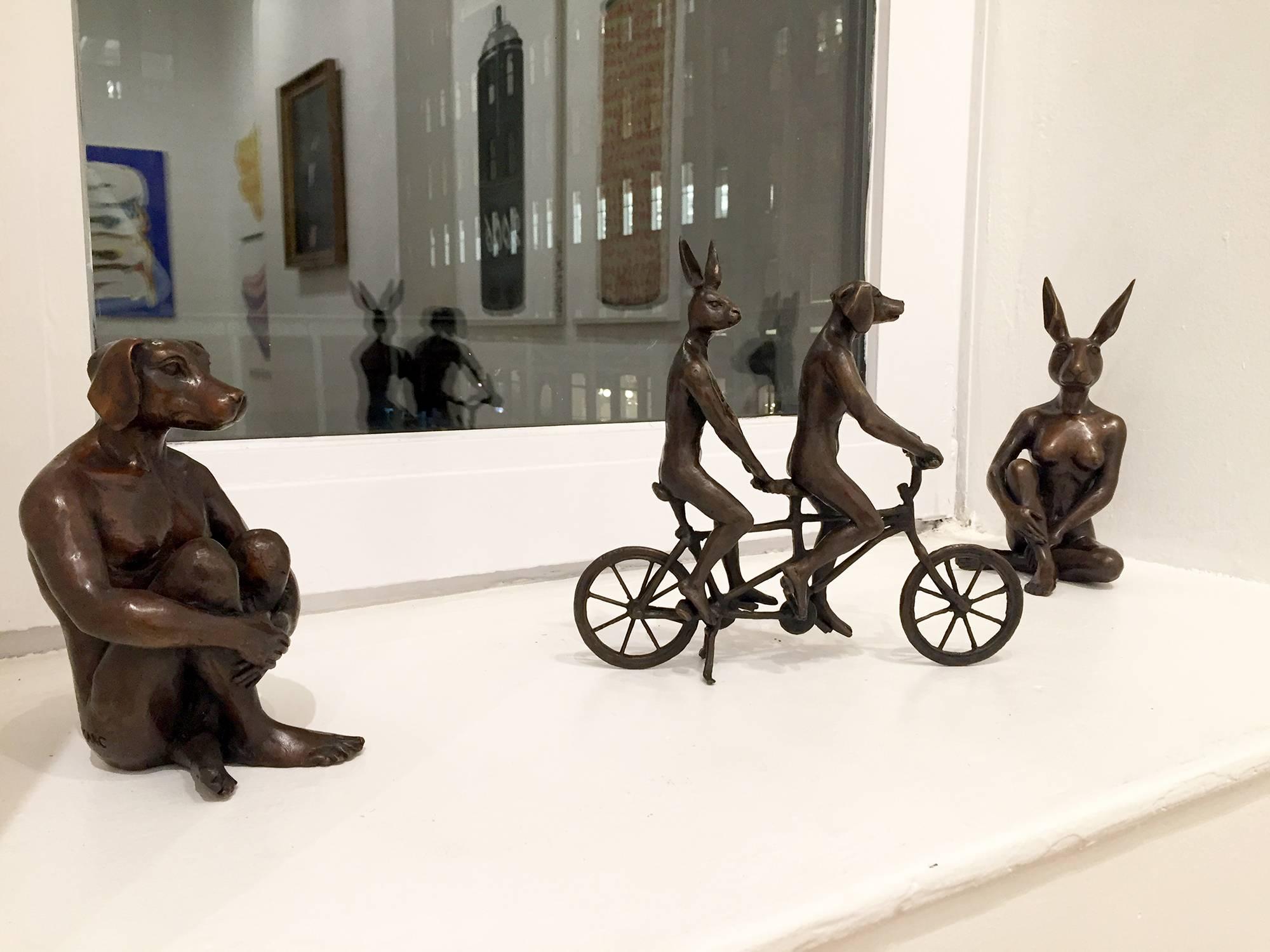 They Loved Riding Together in Paris - Sculpture by Gillie and Marc Schattner
