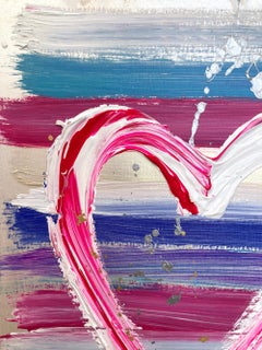 "My Lovable Heart" Colorful Abstract Acrylic & Gold Leaf Painting on Paper