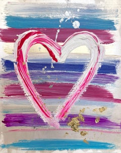 "My Lovable Heart" Colorful Abstract Acrylic & Gold Leaf Painting on Paper