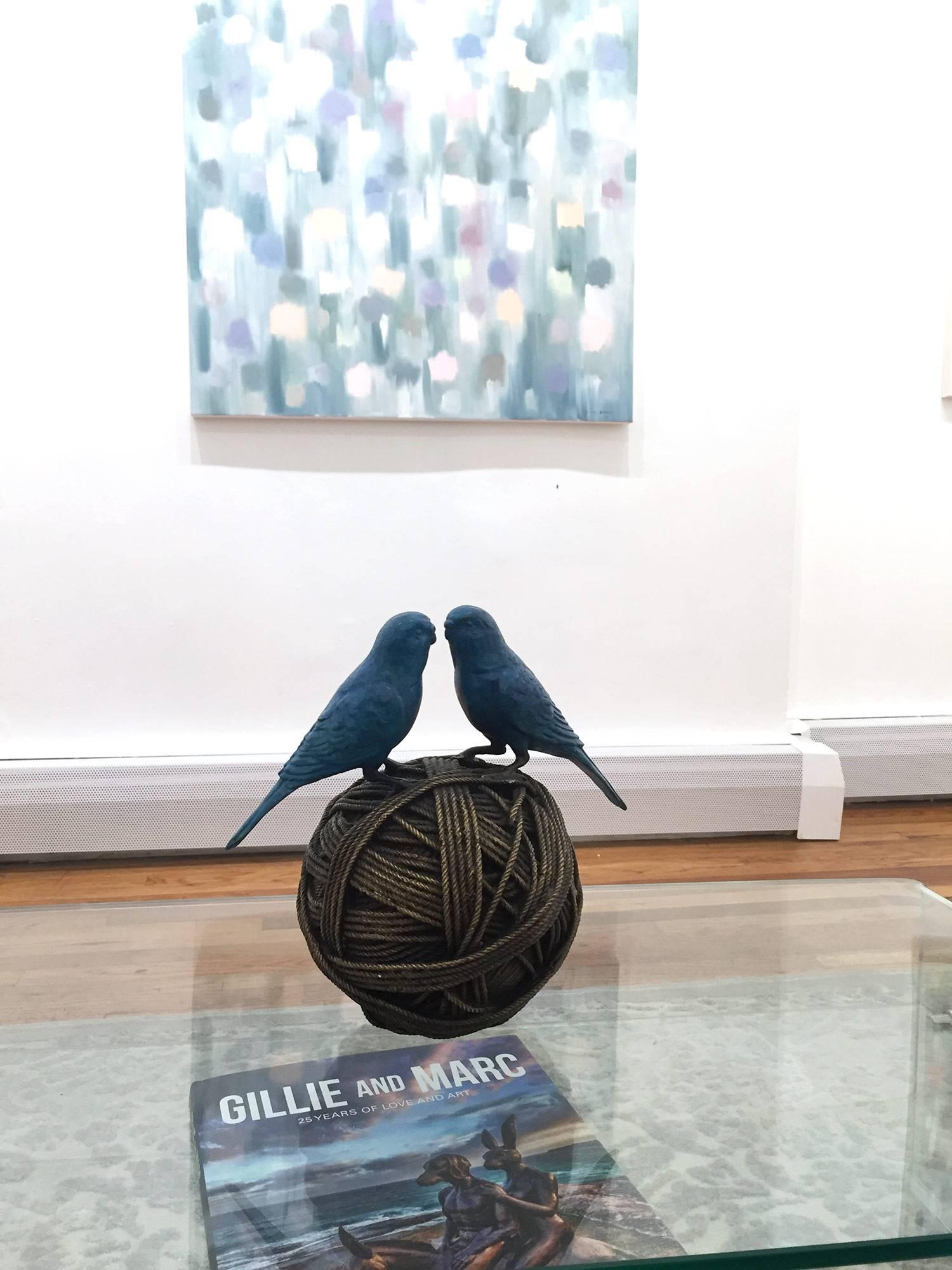 Life's a Ball (2 Budgies on ball) - Contemporary Sculpture by Gillie and Marc Schattner