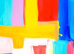 "Turquoise and Pink Make Love" Colorful Pop Style Acrylic on Canvas Painting