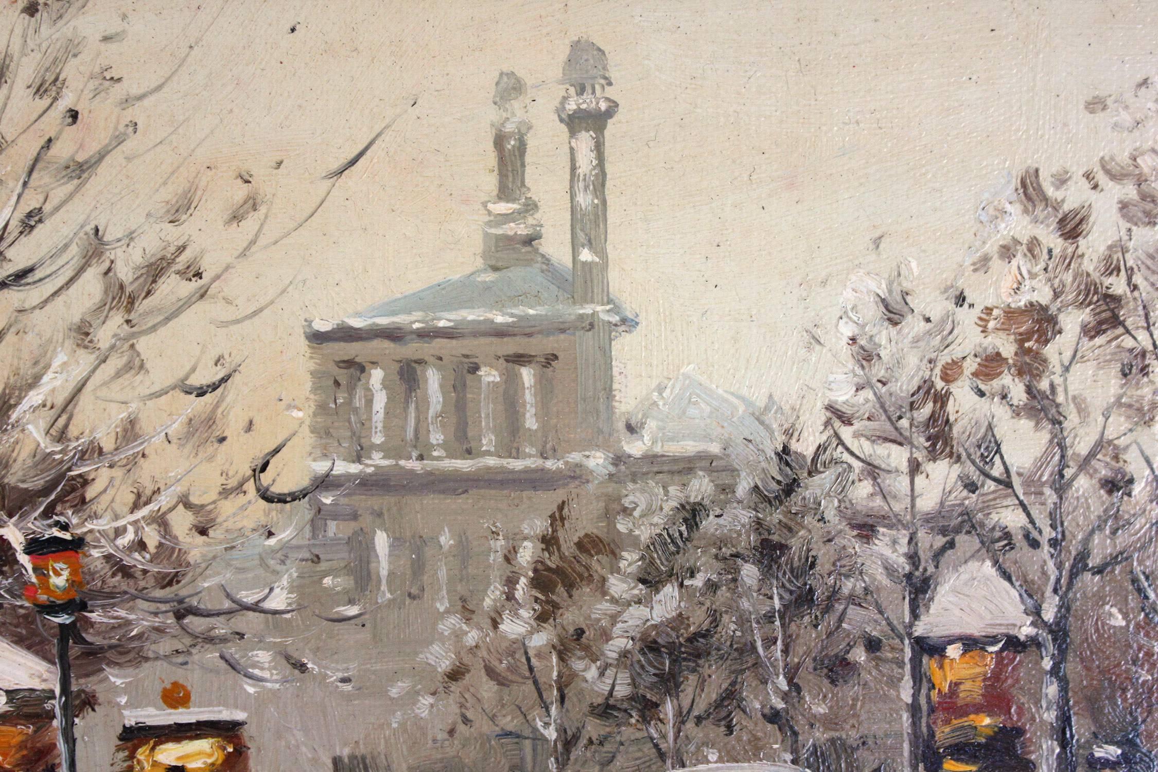 Winterszene der Wiener Straßenszene (Braun), Figurative Painting, von Paul Renard