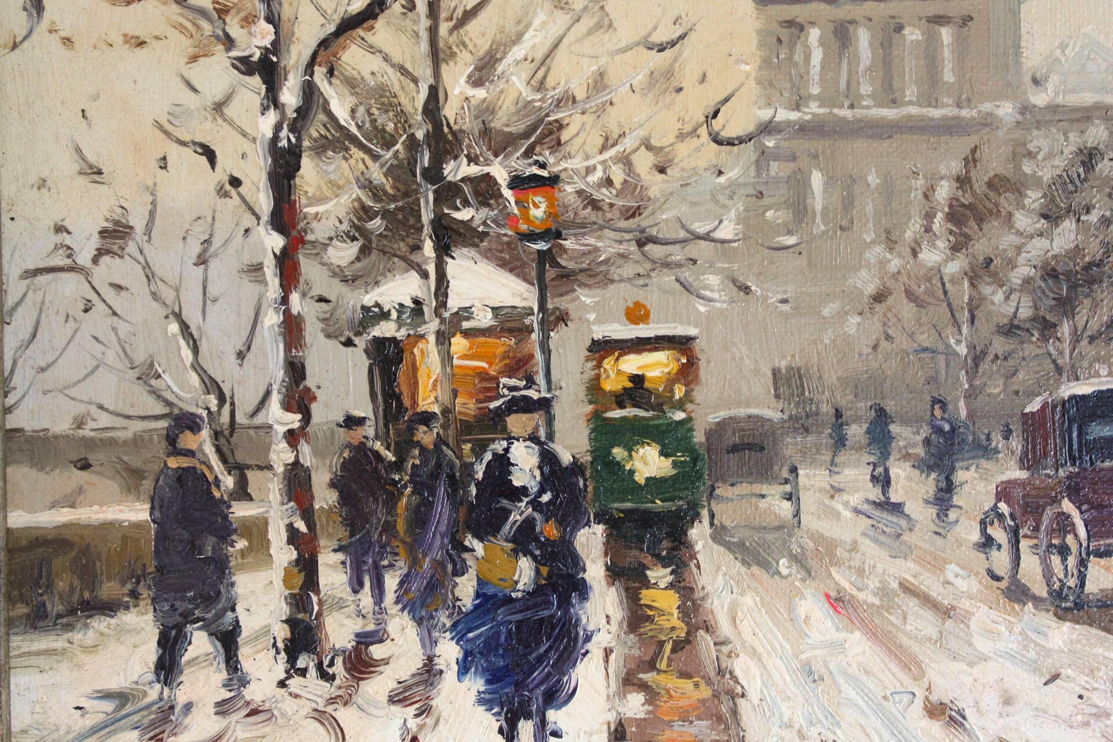 Winterszene der Wiener Straßenszene (Impressionismus), Painting, von Paul Renard