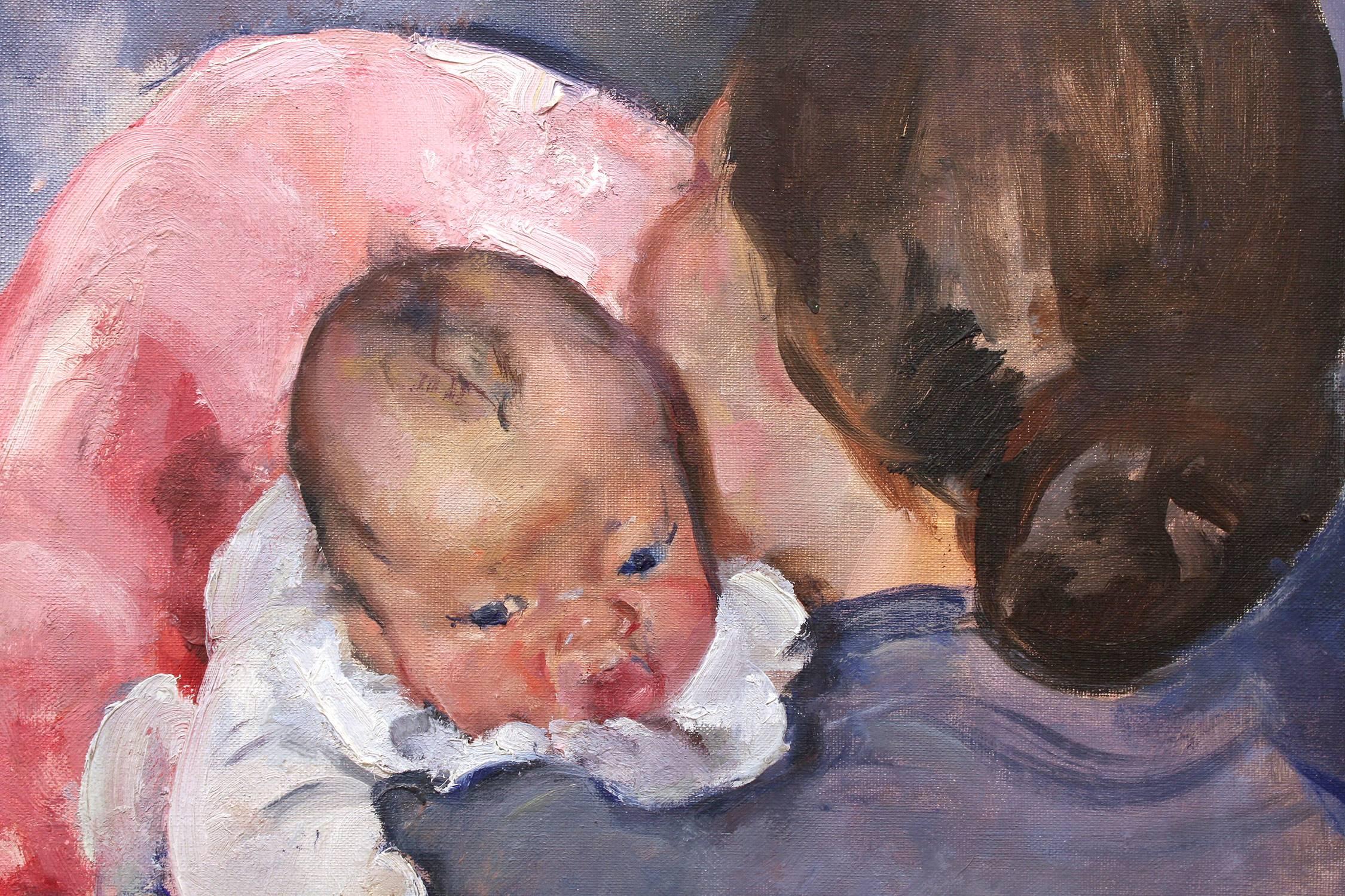 Clara avec Charles - Impressionnisme américain Painting par Martha Walter