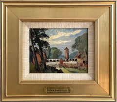„E. A. Moore's Farm, Kensington, CT 1935“ – Impressionistisches Landschaftsgemälde in Öl