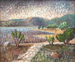 "The Trail to the Lake" Pointillistic Oil Painting