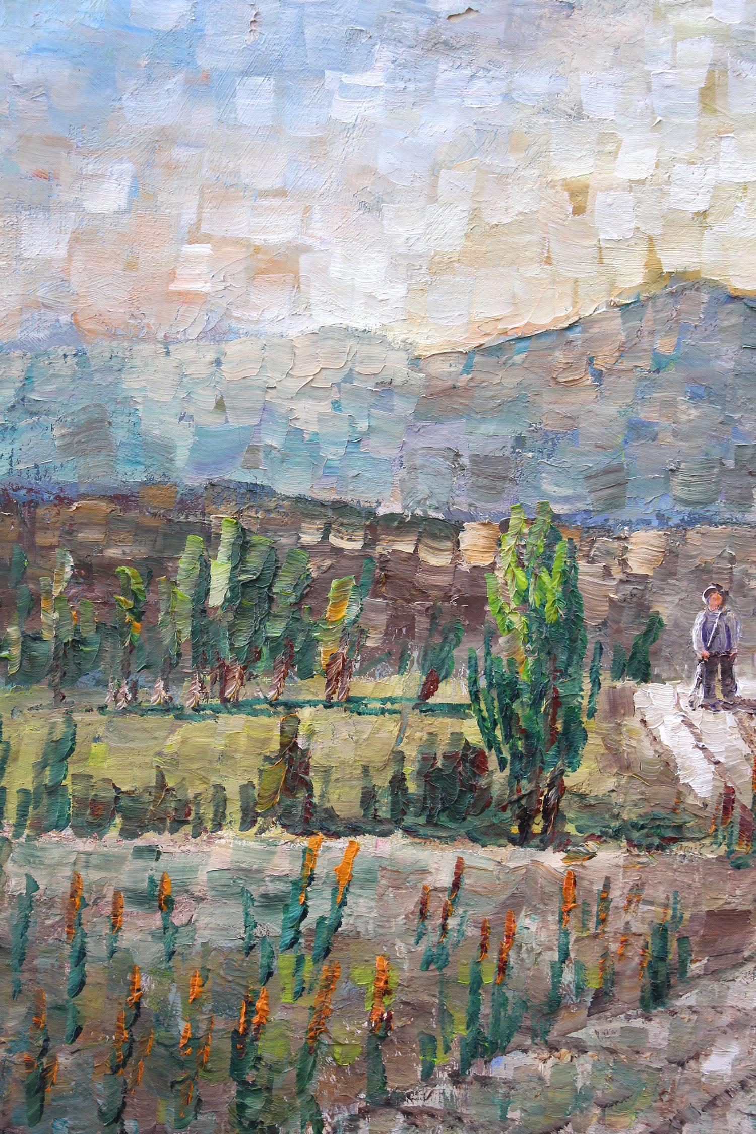 Walking Through the Fields (Braun), Figurative Painting, von Kristina Nemethy