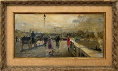 „Pont de la Concorde“ – Romantische impressionistische Straßenszene aus Paris, gerahmt