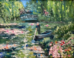 "Le ninfee di Monet" - Dipinto a olio impressionista e colorato raffigurante lo stagno di Giverny, già incorniciato