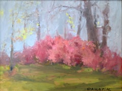"Cherry Blossoms in Full Bloom" Impressionistic Landscape Oil Painting Framed