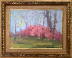 "Cherry Blossoms in Full Bloom" Impressionistic Landscape Oil Painting Framed