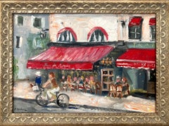 "Bar du Marche - Paris" Impressionistic Plein Air Oil Painting Framed