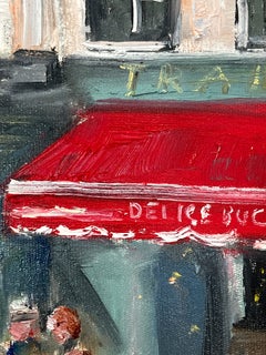 "Bar du Marche - Parigi" - Dipinto a olio impressionista en plein air, già incorniciato