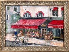 "Bar du Marche - Paris" Impressionist Plein Air Oil Painting on Framed
