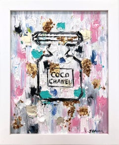 "Dripping in Chanel - Coco in Miami" Chanel Perfume Bottle Oil Painting Framed