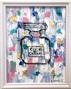 « D'un parfum de Chanel – Coco au paradis » Peinture à l'huile représentant un flacon de parfum Chanel