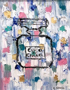 « D'un parfum de Chanel – Coco au paradis » Peinture à l'huile représentant un flacon de parfum Chanel