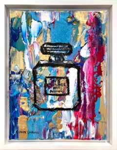 "Dripping Dots - N5 in Milan" Chanel Perfume Bottle Oil Painting Framed