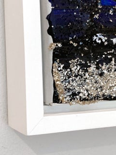 « My Twilight Star Heart » : peinture à l'huile contemporaine avec cadre flottant blanc
