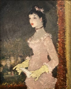 «La estrella en el escenario»: pintura al óleo impresionista de ópera francesa sobre lienzo, enmarcada