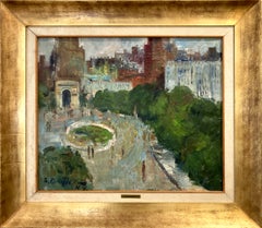 "Washington Park" New York City Post-Impressionist Oil Painting on Canvas Framed