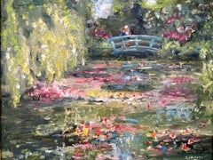„Ein Tag in Giverny – Monets Seerosen“ – Impressionistisches Ölgemälde auf Leinwand, gerahmt