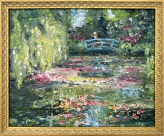 „Ein Tag in Giverny – Monets Seerosen“ – Impressionistisches Ölgemälde auf Leinwand, gerahmt