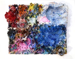 "Artist Pallet " Abstract Oil Painting on Wood Panel in Shadow Box Frame