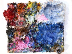 "Artist Pallet " Abstract Oil Painting on Wood Panel in Shadow Box Frame