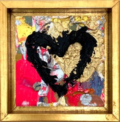 "My Copacabana Heart" Colorful with Gold Contemporary Oil Painting Framed