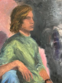 "Seated Young Man" In the Studio Impressionist Portrait Oil Painting