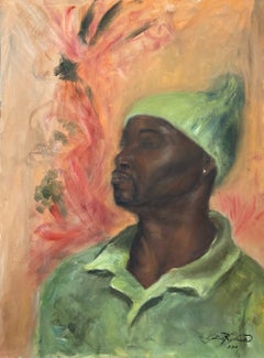"Portrait in Green" Young Man Portrait Art Studio Impressionist Oil Painting