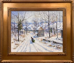 "Road to Dilly's Corner" Bucks County PA, Pastoral Winter Landscape Oil Painting