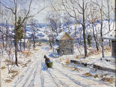 „Der Weg nach Dilly’s Corner“ – Bucks County, Pennsylvania: Idyllische Winterlandschaft, Ölgemälde