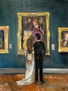 « Mariage au musée » : couple aux côtés d'un Monet au musée de Paris – Peinture à l'huile