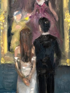 « Mariage au musée » : couple aux côtés d'un Monet au musée de Paris – Peinture à l'huile
