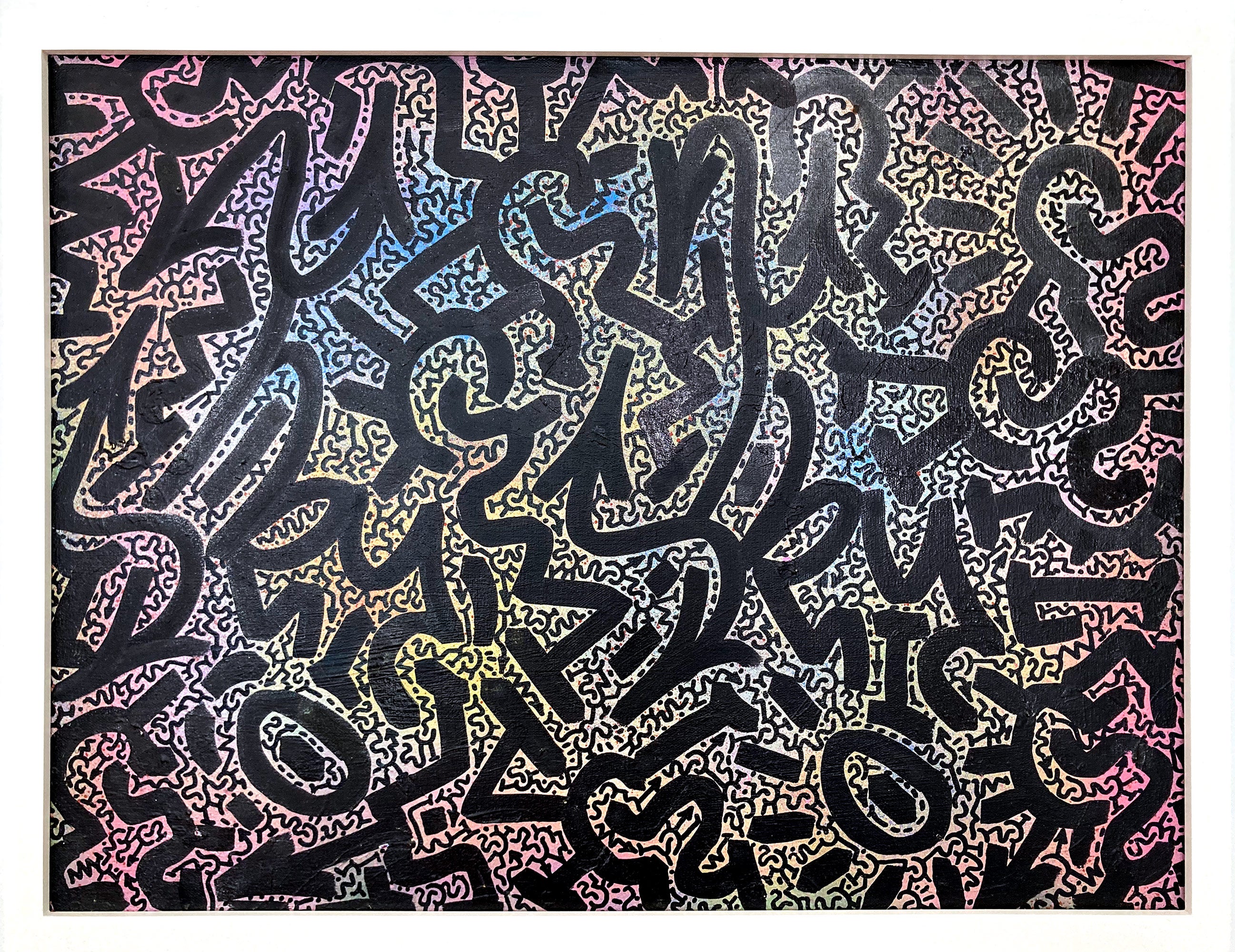 "LA II Street Tags" Graffiti Street Art Acrylic Spray Paint and Ink on Canvas