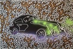 "Rolls-Royce in LES" Graffiti Street Art Acrylic Spray Paint and Ink Painting