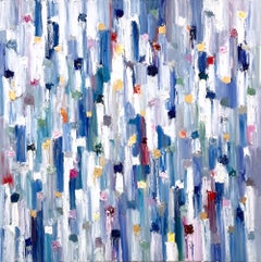 "Dripping Dots - Estate a St. Barths" - Dipinto a olio contemporaneo su tela
