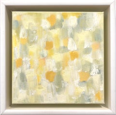 "Dripping Dots - Sunday Morning" - Dipinto a olio contemporaneo su tela, giallo