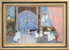 „Pariser Ballsaal mit Pianist“ – impressionistisches Ölgemälde auf Leinwand, gerahmt
